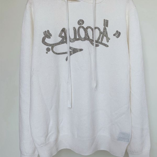 2021 early autumn new product hooded sweater beads loose casual cashmere knit women 9366, White;black
2021 early autumn new product hooded sweater beads loose casual cashmere knit women 9366, White;black