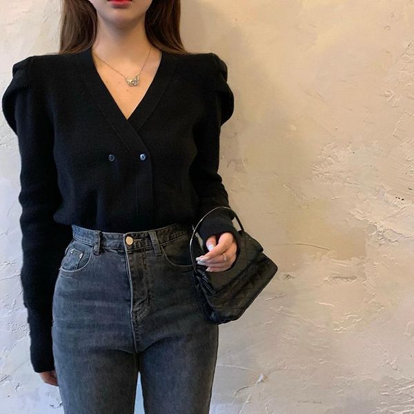women's knits & tees korean fashion v-neck puff long sleeve knitwear 2021 fall slim knitted cardigan sweater jacket high street solid c, White
women's knits & tees korean fashion v-neck puff long sleeve knitwear 2021 fall slim knitted cardigan sweater jacket high street solid c, White