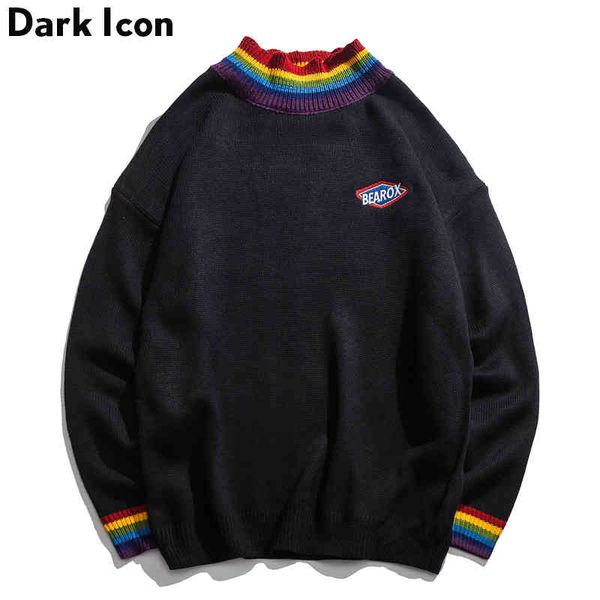 dark rainbow collar pullover men's 2019 winter loose style for men high street sweaters black white
dark rainbow collar pullover men's 2019 winter loose style for men high street sweaters black white