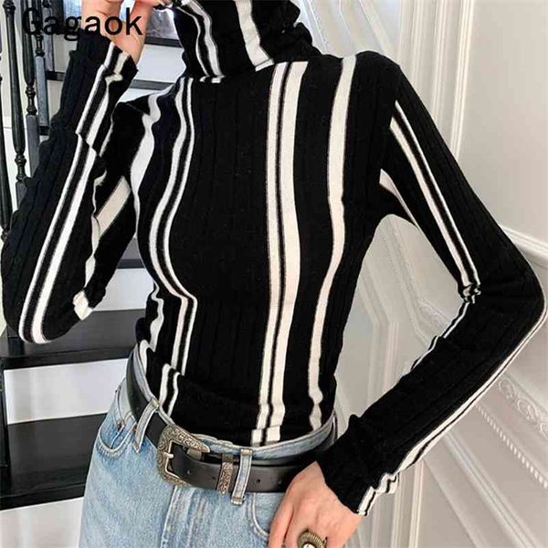 high street women basic sweater spring autumn turtleneck striped knit sweaters slim korean chic wild pullovers 210531, White;black
high street women basic sweater spring autumn turtleneck striped knit sweaters slim korean chic wild pullovers 210531, White;black