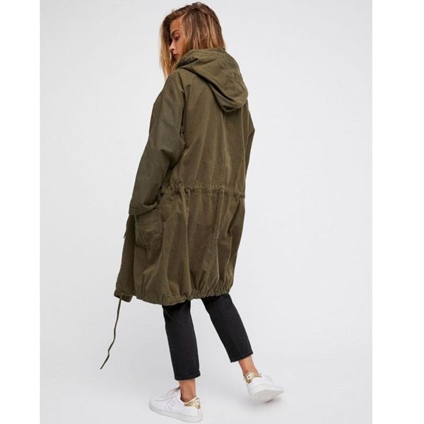 women's trench coats hdy women vintage cargo draped long coat winter autumn 2021 casual hooded army green female outerwears, Tan;black
women's trench coats hdy women vintage cargo draped long coat winter autumn 2021 casual hooded army green female outerwears, Tan;black