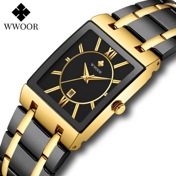 wwoor brand luxury gold bracelet men's watches fashion square quartz wrist watch for men stainless steel waterproof reloj hombre 210728, Slivery;brown
wwoor brand luxury gold bracelet men's watches fashion square quartz wrist watch for men stainless steel waterproof reloj hombre 210728, Slivery;brown