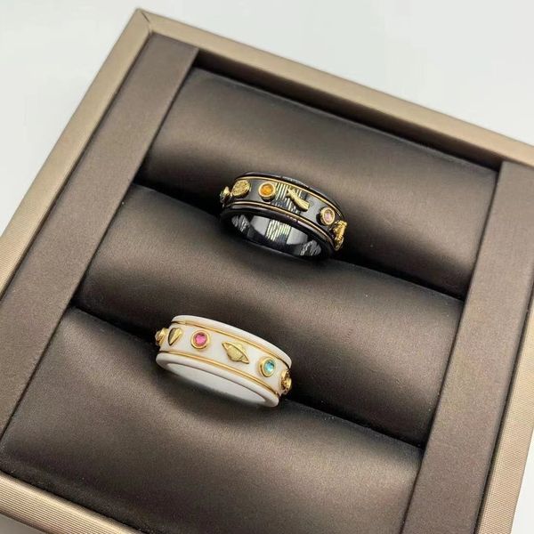 aaa designer jewelry gujia double black and white ceramic bee star color fashion personality trend couple ring girl, Silver
aaa designer jewelry gujia double black and white ceramic bee star color fashion personality trend couple ring girl, Silver