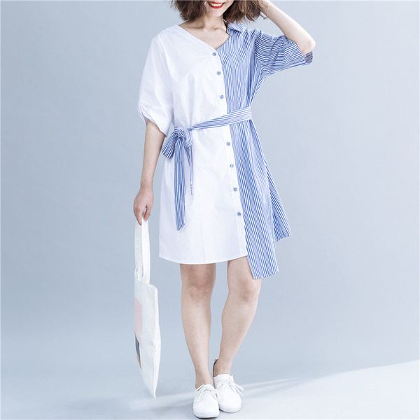 2021 summer new korean plus size striped stitching irregular fashion v-neck slim women casual shirt es lj2323 ezh5, Black;gray
2021 summer new korean plus size striped stitching irregular fashion v-neck slim women casual shirt es lj2323 ezh5, Black;gray