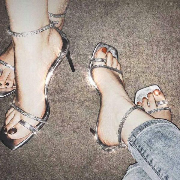 dress shoes 2021 square head rhinestone leather sandals women's summer word with stiletto high heel, Black
dress shoes 2021 square head rhinestone leather sandals women's summer word with stiletto high heel, Black