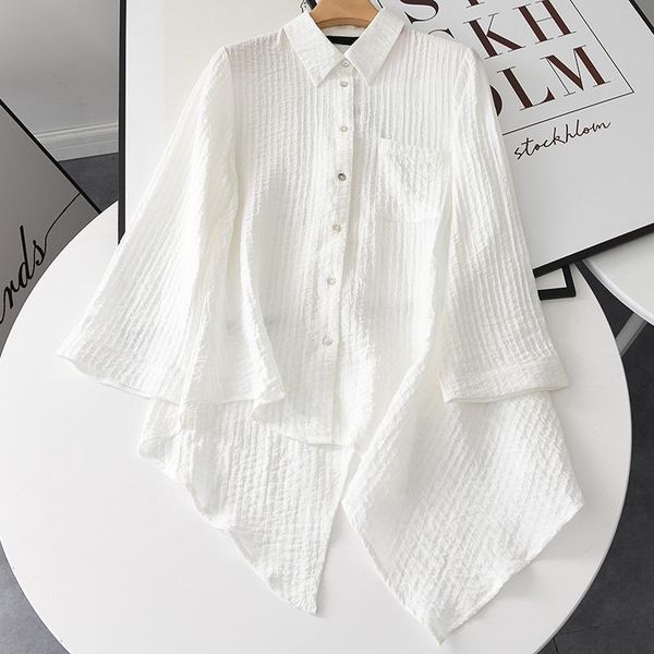 women's blouses & shirts folobe summer fashion irregular blazer women turn-down collar long sleeve loose lazy solid coats outerwear 202, White
women's blouses & shirts folobe summer fashion irregular blazer women turn-down collar long sleeve loose lazy solid coats outerwear 202, White