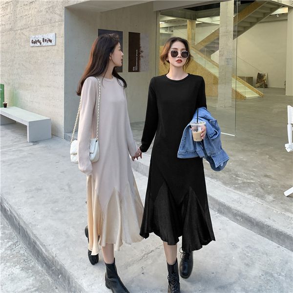 dressed new feminine style temperament solid color knitting fine knee sewing droopy medium length dress vgr2, Black;gray
dressed new feminine style temperament solid color knitting fine knee sewing droopy medium length dress vgr2, Black;gray