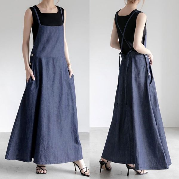 casual dresses dresses women's summer spaghetti strap sundress elegant backless overall dress maxi vestidos female button denim blue r, Black;gray
casual dresses dresses women's summer spaghetti strap sundress elegant backless overall dress maxi vestidos female button denim blue r, Black;gray