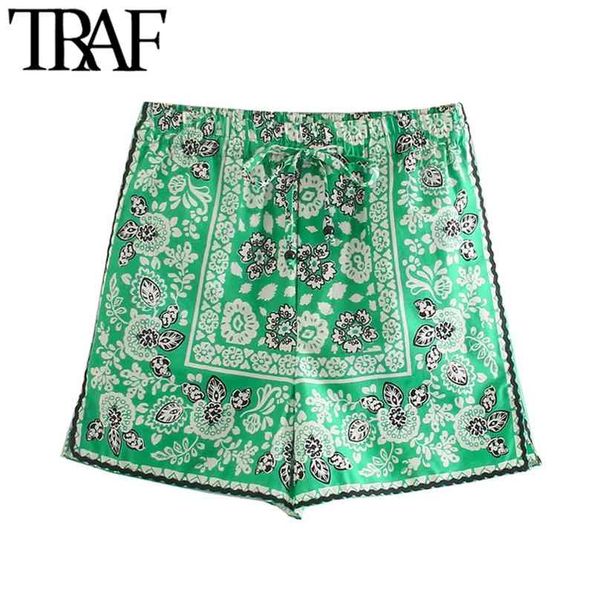 traf women chic fashion side pockets floral print shorts vintage high elastic waist drawstring female short pants mujer 210719, White;black
traf women chic fashion side pockets floral print shorts vintage high elastic waist drawstring female short pants mujer 210719, White;black