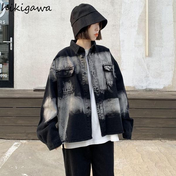 women's jackets hikigawa jacket for women long sleeve vintage harajuku tie-dye jeans coats spring 2021 fashion outwear streetwear ladie, Black;brown
women's jackets hikigawa jacket for women long sleeve vintage harajuku tie-dye jeans coats spring 2021 fashion outwear streetwear ladie, Black;brown