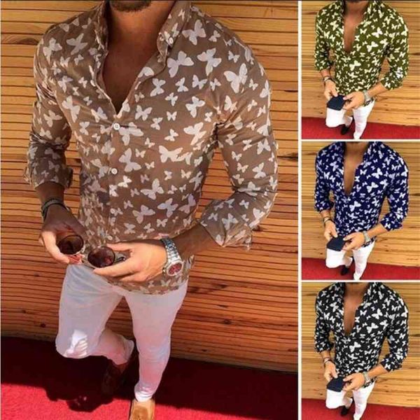 2019 fashion men's creative butterfly printed long sleeve shirt trend, White;black
2019 fashion men's creative butterfly printed long sleeve shirt trend, White;black