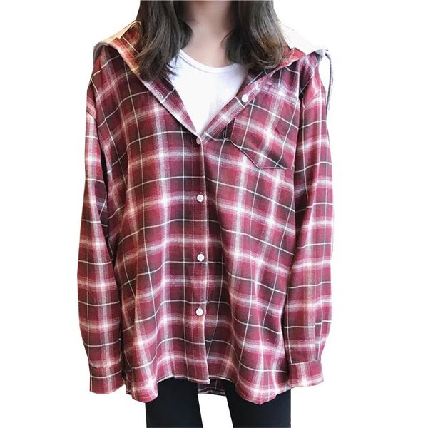 women's jackets 2021 spring autumn plus size fashion women loose casual vintage harajuku bf style hooded shirt female coat l0193, Black;brown
women's jackets 2021 spring autumn plus size fashion women loose casual vintage harajuku bf style hooded shirt female coat l0193, Black;brown