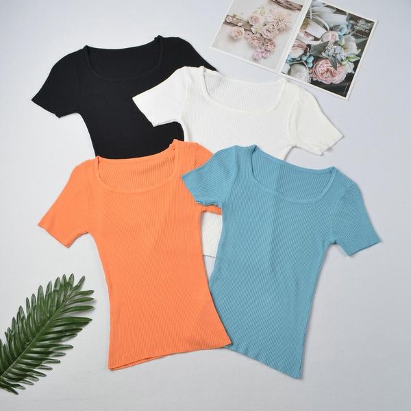 korean version of ins basic wild retro square neck knitted short sleeve women t-shirt summer autumn fashion solid color sale, White
korean version of ins basic wild retro square neck knitted short sleeve women t-shirt summer autumn fashion solid color sale, White