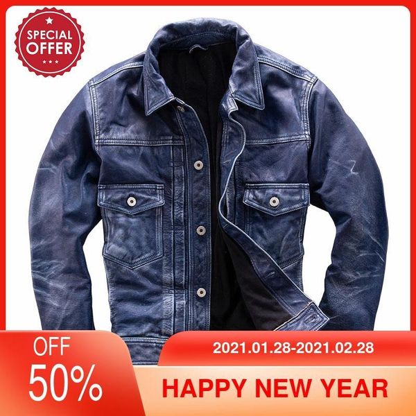 2021 vintage blue casual style genuine leather jacket men plus size 3xl single breasted real natural cowhide autumn short coat, Black
2021 vintage blue casual style genuine leather jacket men plus size 3xl single breasted real natural cowhide autumn short coat, Black