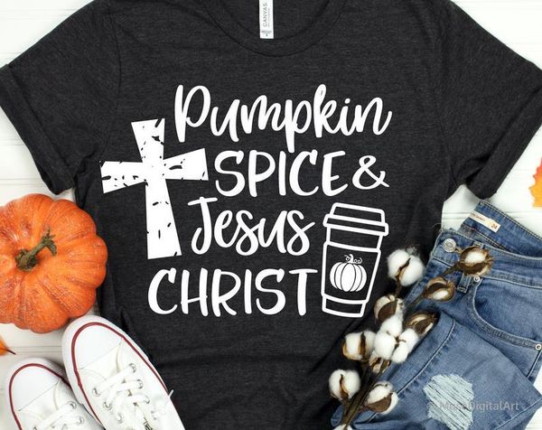 women's t-shirt funny fall pumpkin spice and jesus christian harujuku cotton female clothing graphic short sleeve o neck tees goth, White
women's t-shirt funny fall pumpkin spice and jesus christian harujuku cotton female clothing graphic short sleeve o neck tees goth, White