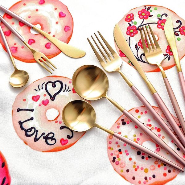 flatware sets main fork knife scoop stainless steel set long handle korean dinnerware gracile elegant pink tableware 4 pcs/set
flatware sets main fork knife scoop stainless steel set long handle korean dinnerware gracile elegant pink tableware 4 pcs/set