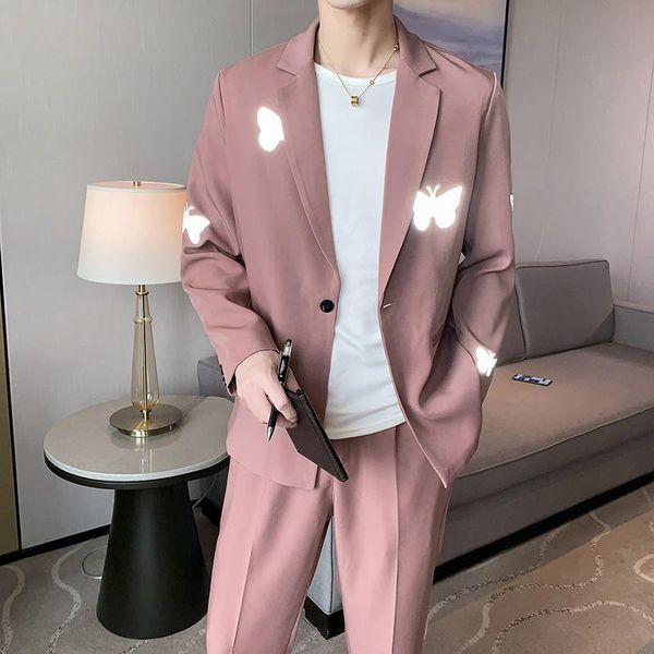 men's suits & blazers butterfly blue loose summer for mens 2 pcs set social club outfits casual costumes modern korea style party wear, White;black
men's suits & blazers butterfly blue loose summer for mens 2 pcs set social club outfits casual costumes modern korea style party wear, White;black