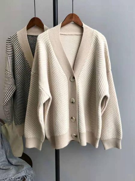women's wool & blends 2021 women autumn spring v-neck knitted striped sweater coat cardigans long sleeve poncho sweaters pull femme, Black
women's wool & blends 2021 women autumn spring v-neck knitted striped sweater coat cardigans long sleeve poncho sweaters pull femme, Black