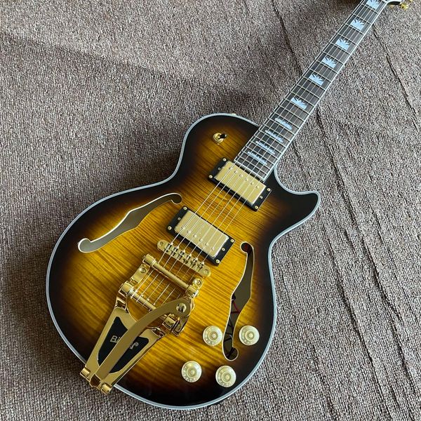 semi-hollow body custom jazz electric guitar vintage tobacco burst tiger flame handmade 6 stings gitaar rosewood fingerboard vibrato system
semi-hollow body custom jazz electric guitar vintage tobacco burst tiger flame handmade 6 stings gitaar rosewood fingerboard vibrato system