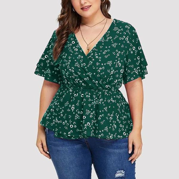 plus size t-shirt flower print women's fashionblouse v neck short sleeve shirts ruffle printed shirt backless large blouse, Black
plus size t-shirt flower print women's fashionblouse v neck short sleeve shirts ruffle printed shirt backless large blouse, Black