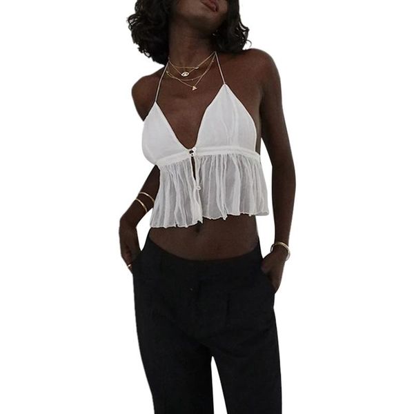 women's tanks & camis ladies summer v-neck camisole girls solid color halter neck sleeveless midriff-baring tank bandage party club, White
women's tanks & camis ladies summer v-neck camisole girls solid color halter neck sleeveless midriff-baring tank bandage party club, White