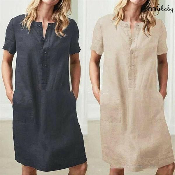 party dresses 2021 womens short sleeve button cotton linen ladies summer dress oversize loose casual breasted pocket solid, White;black
party dresses 2021 womens short sleeve button cotton linen ladies summer dress oversize loose casual breasted pocket solid, White;black