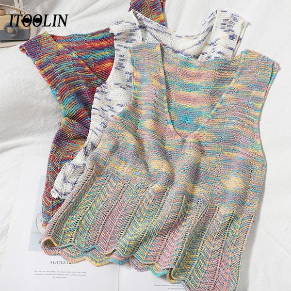 itoolin gilet 2021 spring cottagecore sweater vest women knitting rainbow striped cute tank female sleeveless ropa mujer, White
itoolin gilet 2021 spring cottagecore sweater vest women knitting rainbow striped cute tank female sleeveless ropa mujer, White