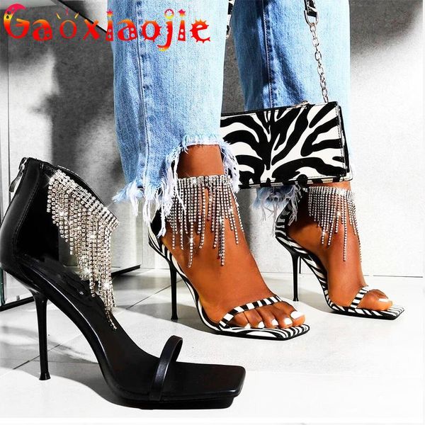 sandals gaoxiaojie 2021 summer women shoes shiny rhinestone tassel fine high heel black and zebra office party
sandals gaoxiaojie 2021 summer women shoes shiny rhinestone tassel fine high heel black and zebra office party