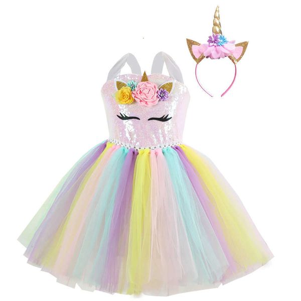 clothing sets new sequin girls' dress single angle flower sleeveless mesh rainbow pompous skirt tutu send headdress, White
clothing sets new sequin girls' dress single angle flower sleeveless mesh rainbow pompous skirt tutu send headdress, White