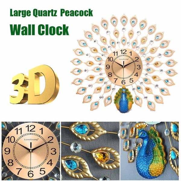 60cm iron modern wall clock large 3d diamond crystal quartz peacock shape silent clock for living room decor kitchen wall clocks
60cm iron modern wall clock large 3d diamond crystal quartz peacock shape silent clock for living room decor kitchen wall clocks