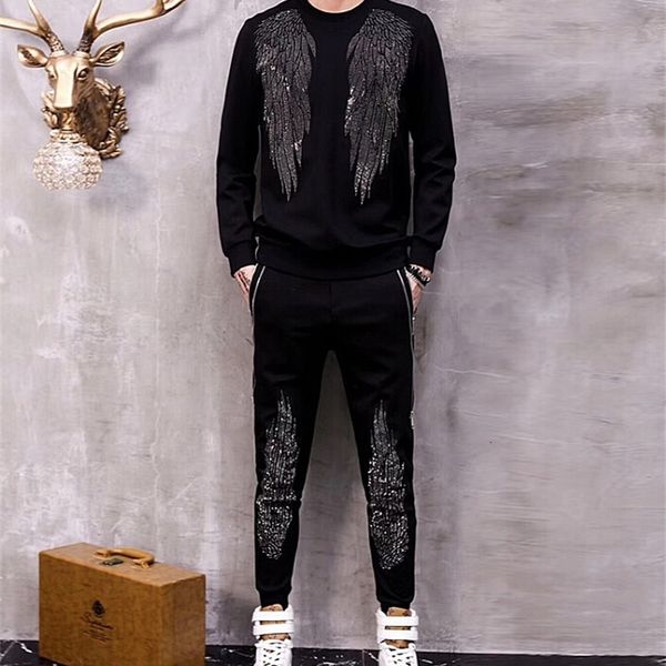 2021 new autumn fashion brand drill embroidery water droplet suit men's tracksuit with pants large size fitness leisure design two rgu6, Black
2021 new autumn fashion brand drill embroidery water droplet suit men's tracksuit with pants large size fitness leisure design two rgu6, Black