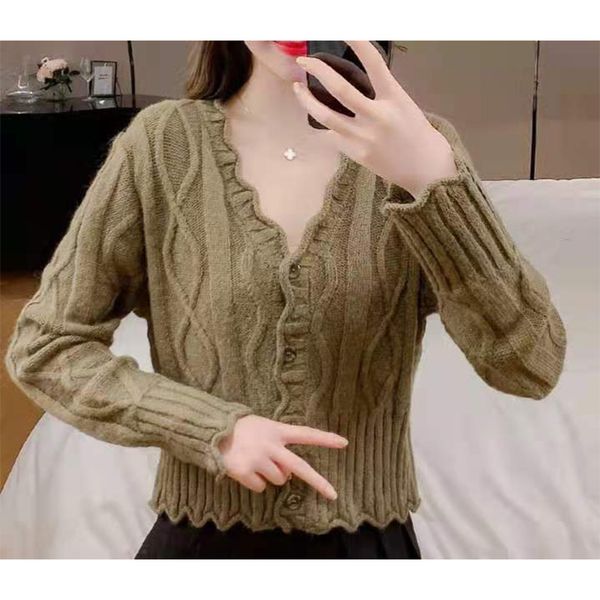 women's knits ladies spring autumn knitted jacket fashion temperament casual generous v-neck sweater, White
women's knits ladies spring autumn knitted jacket fashion temperament casual generous v-neck sweater, White