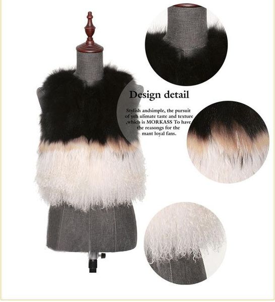 women's fur & faux women real mongolia sheep gradual color vest,fur waistcoat contrast for coat outerwear hl684, Black
women's fur & faux women real mongolia sheep gradual color vest,fur waistcoat contrast for coat outerwear hl684, Black