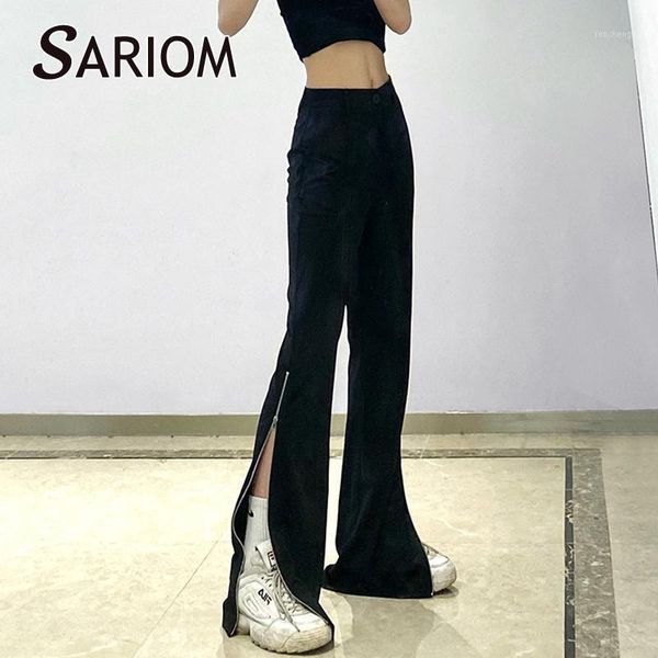 women's pants & capris streetwear side zipper flared women summer slim high waist y2k black ladies harajuku pantalon pour femme, Black;white
women's pants & capris streetwear side zipper flared women summer slim high waist y2k black ladies harajuku pantalon pour femme, Black;white