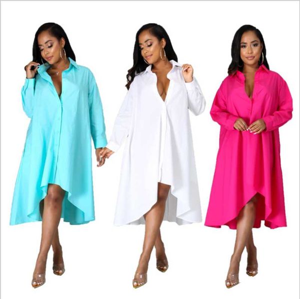 casual dresses women solid loose shirt lady turn-down collar full sleeve single-breasted irregular mid-calf dress 2021 autumn, Black;gray
casual dresses women solid loose shirt lady turn-down collar full sleeve single-breasted irregular mid-calf dress 2021 autumn, Black;gray