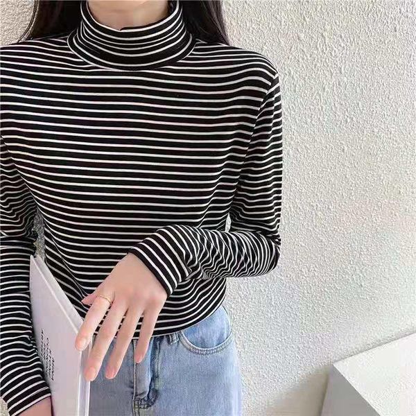 women's t-shirt spring autumn women harajuku all-match plus velvet thick striped woman tshirts high neck ulzzang korean black, White
women's t-shirt spring autumn women harajuku all-match plus velvet thick striped woman tshirts high neck ulzzang korean black, White
