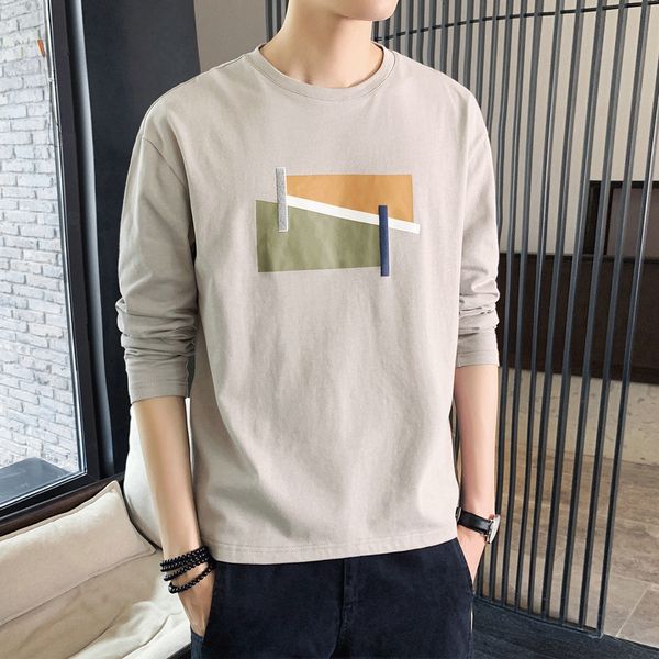 ong sleeve 2020 versatile base shirt autumn new men's personalized printed t-shirt cotton top, White;black
ong sleeve 2020 versatile base shirt autumn new men's personalized printed t-shirt cotton top, White;black