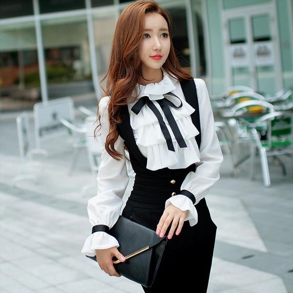dabuwawa autumn winter white ruffles women shirt bow tie long puff sleeve office lady elegant top
dabuwawa autumn winter white ruffles women shirt bow tie long puff sleeve office lady elegant top