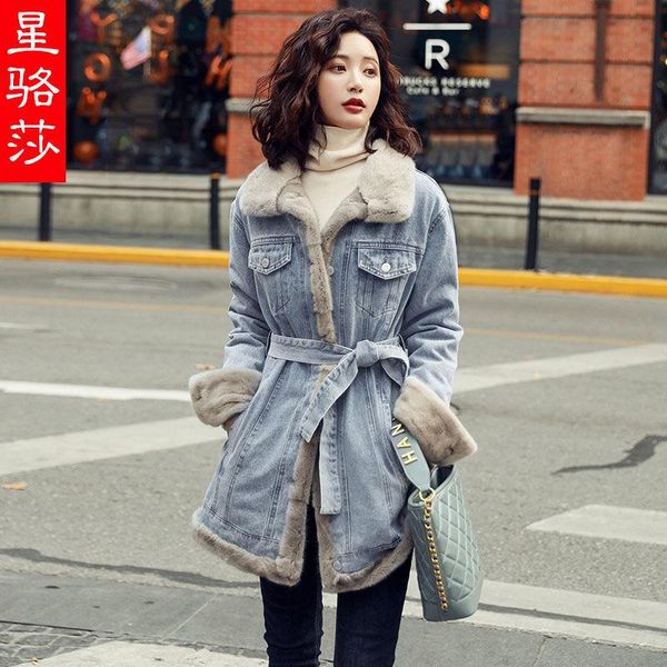 women's fur & faux women 2021 winter thick denim jacket female casual collar loose warm coats turn-down fashion jackets d443, Black
women's fur & faux women 2021 winter thick denim jacket female casual collar loose warm coats turn-down fashion jackets d443, Black