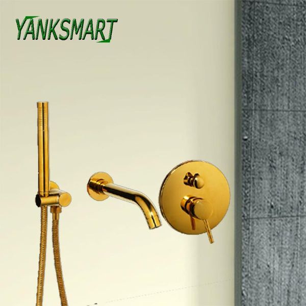 yanksmart golden plated bathroom faucets shower set faucet wall mounted bathtub 2 functions mixer shower set hand spray tap
yanksmart golden plated bathroom faucets shower set faucet wall mounted bathtub 2 functions mixer shower set hand spray tap