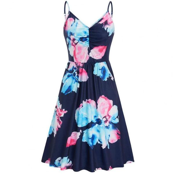 casual dresses women summer dress floral print spaghetti strap v neck large hem plus size vestidos, Black;gray
casual dresses women summer dress floral print spaghetti strap v neck large hem plus size vestidos, Black;gray