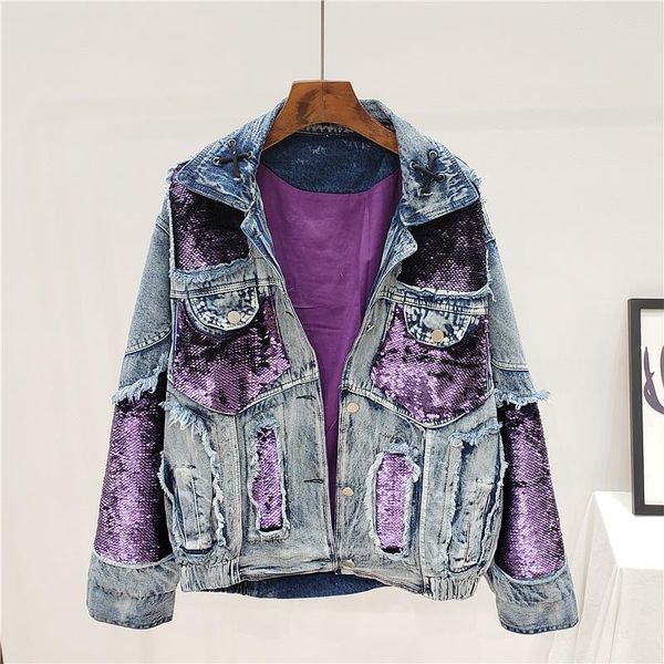 women's jackets purple sequins spliced jean jacket women fashion streetwear style hole cool denim casual harajuku loose basic coat fema, Black;brown
women's jackets purple sequins spliced jean jacket women fashion streetwear style hole cool denim casual harajuku loose basic coat fema, Black;brown