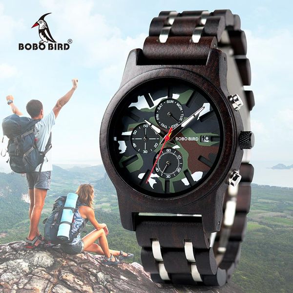 wristwatches bobo bird male wooden watch men wood quartz jungle camo camouflage saat erkek man japanese movement show date week, Slivery;brown
wristwatches bobo bird male wooden watch men wood quartz jungle camo camouflage saat erkek man japanese movement show date week, Slivery;brown