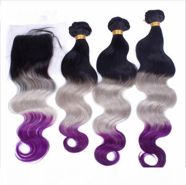 9a virgin peruvian #1b grey purple three tone colored hair weaves with closure body wave wavy ombre hair 3bundles with 4x4 lace closure, Black
9a virgin peruvian #1b grey purple three tone colored hair weaves with closure body wave wavy ombre hair 3bundles with 4x4 lace closure, Black