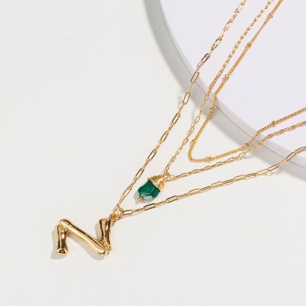 pendant necklaces natural green stone necklace fashion gold multilayer alphabet name initial 26 letter women accessories jewelry, Silver
pendant necklaces natural green stone necklace fashion gold multilayer alphabet name initial 26 letter women accessories jewelry, Silver