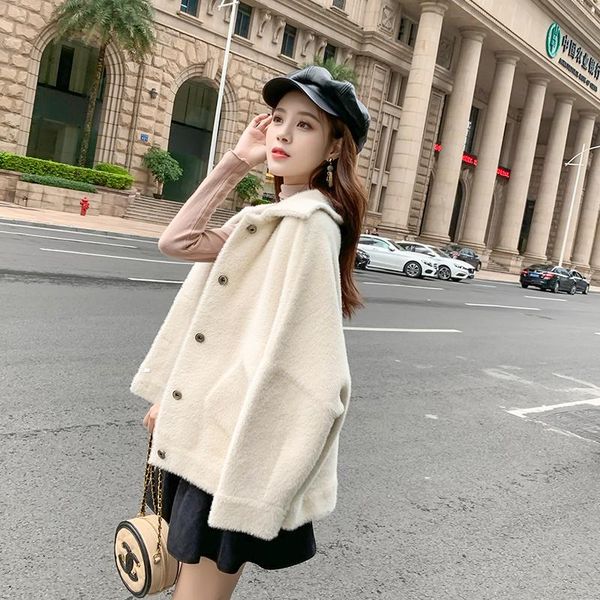 women's fur & faux autumn and winter imitation mink velvet wild long-sleeved sweet korean loose short coat jacket women, Black
women's fur & faux autumn and winter imitation mink velvet wild long-sleeved sweet korean loose short coat jacket women, Black