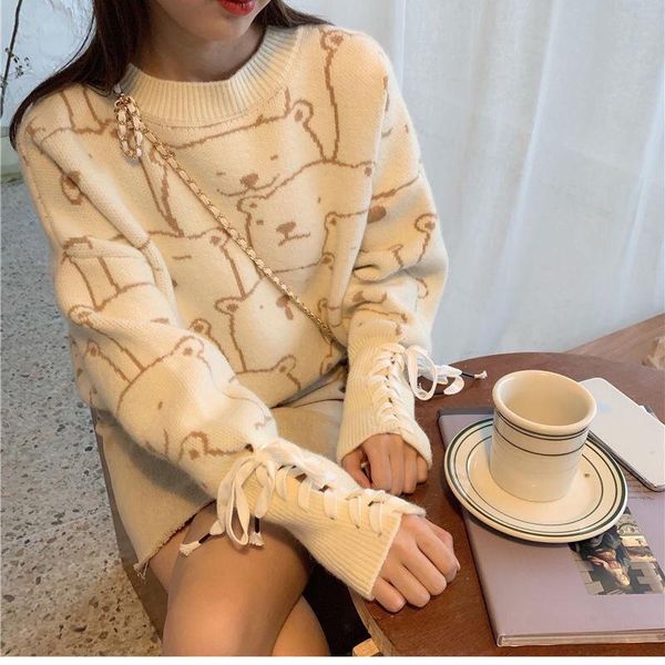 women's sweaters loose holiday girl female special spring bear sweatshirt gray long sleeve lovely sweater students streetwear, White;black
women's sweaters loose holiday girl female special spring bear sweatshirt gray long sleeve lovely sweater students streetwear, White;black