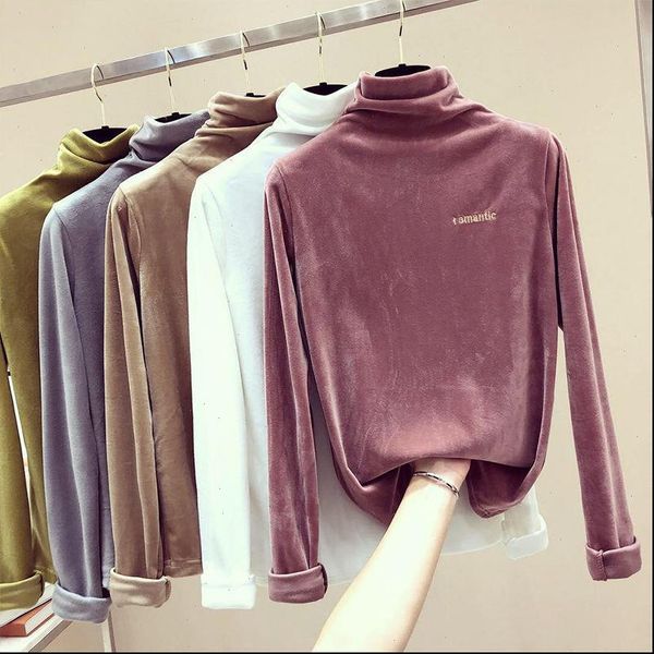 sweaters women turtleneck jumper female solid color embroidery letters pullovers loose casual soft knitted clothes, White;black
sweaters women turtleneck jumper female solid color embroidery letters pullovers loose casual soft knitted clothes, White;black