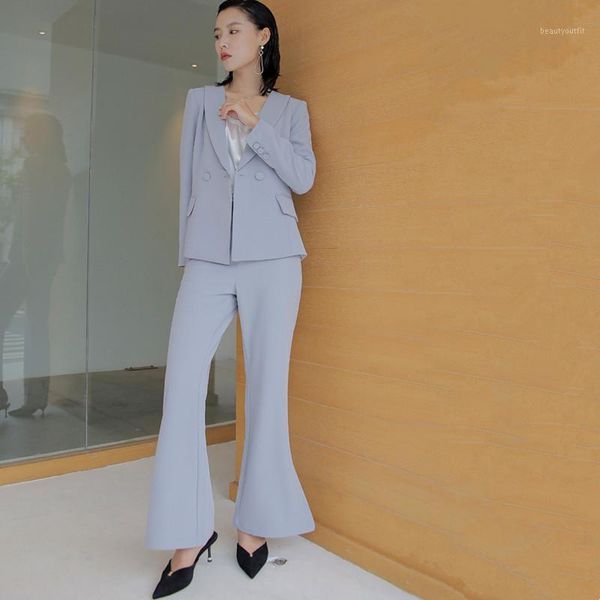women's suit gray double-breasted 2 piece set blazer & wide leg pants casual office lady professional wear suits blazers, White;black
women's suit gray double-breasted 2 piece set blazer & wide leg pants casual office lady professional wear suits blazers, White;black