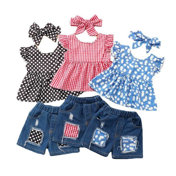 clothing sets kids baby girls summer sleeve plaid t-shirts denim short pant bow headbands toddler children clothes 3pcs 6m-6y, White
clothing sets kids baby girls summer sleeve plaid t-shirts denim short pant bow headbands toddler children clothes 3pcs 6m-6y, White